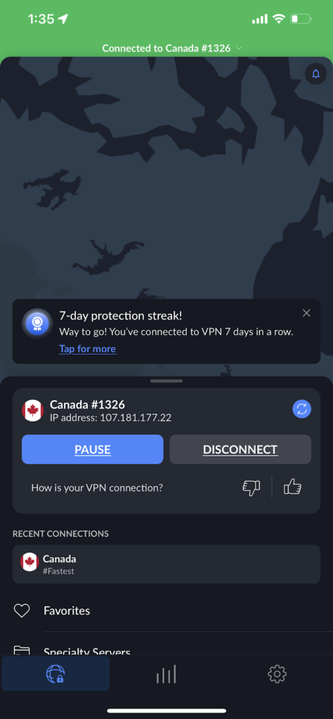 Nord VPN on iOS