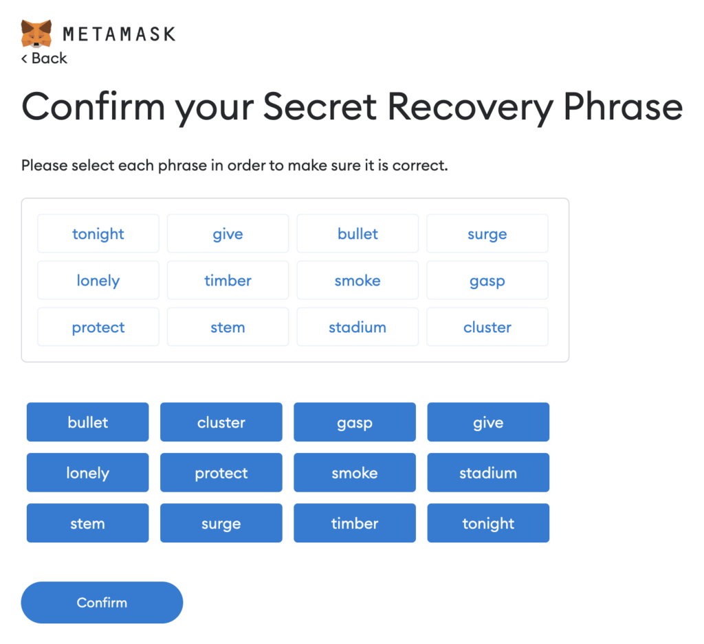 metamask how to get your words